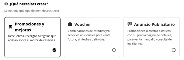 qué necesitas crear Promocion